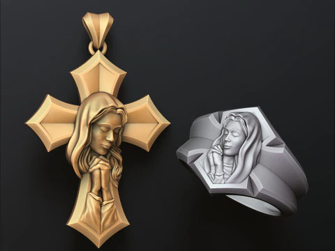 Set di ciondoli per anello di Santa Maria in preghiera Modelli di stampa 3D Modello di stampa 3D