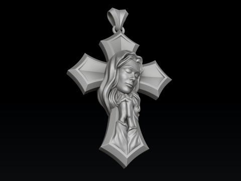 Praying Holy Mary Ring Pendant Set 3D print models 3Dプリントモデル