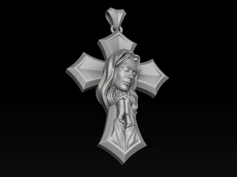 Praying Holy Mary Ring Pendant Set 3D print models 3D Print Model