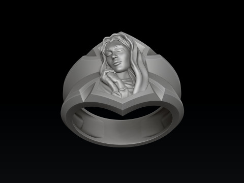 Praying Holy Mary Ring Pendant Set 3D print models 3Dプリントモデル