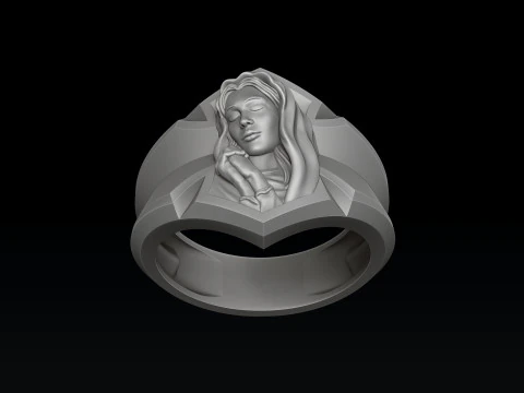 Praying Holy Mary Ring Pendant Set 3D print models 3D Print Model