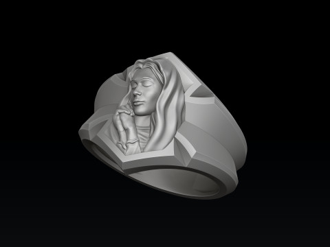 Praying Holy Mary Ring Pendant Set 3D print models 3Dプリントモデル