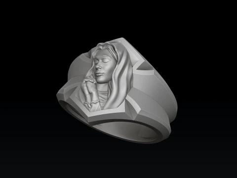 Praying Holy Mary Ring Pendant Set 3D print models 3D Print Model