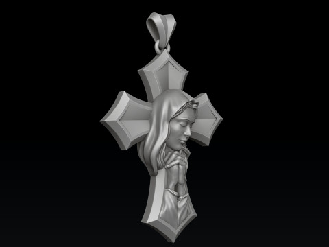 Praying Holy Mary Ring Pendant Set 3D print models 3Dプリントモデル
