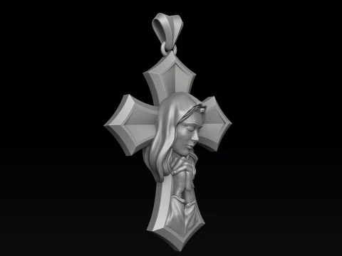 Praying Holy Mary Ring Pendant Set 3D print models 3D Print Model