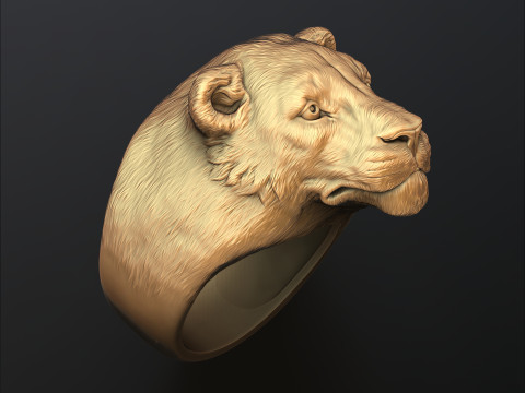 Lioness Ring 3D print model Modello di stampa 3D
