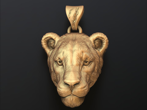 Lioness Pendant 3D print model Model Cetak 3D