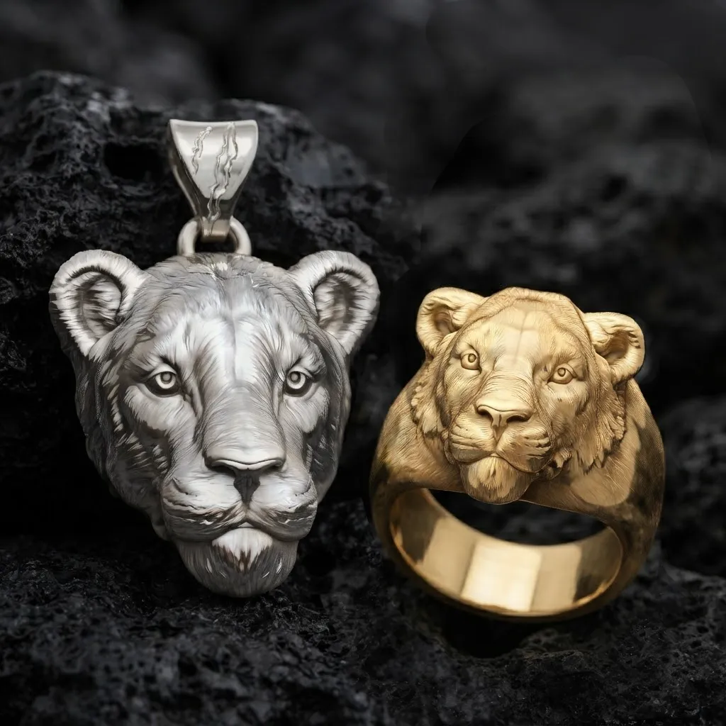 Lioness Ring Pendant Collection 3D print model 3D Print Model .c4d .max .obj .3ds .fbx .stl .blend 