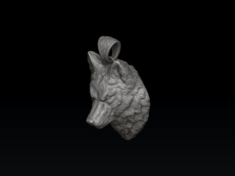 Wolf Head Pendant 3D print model 3Dプリントモデル