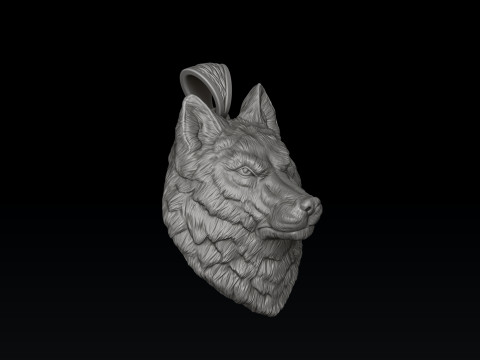 Wolf Head Pendant 3D print model 3Dプリントモデル