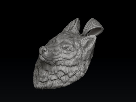 Wolf Head Pendant 3D print model 3Dプリントモデル