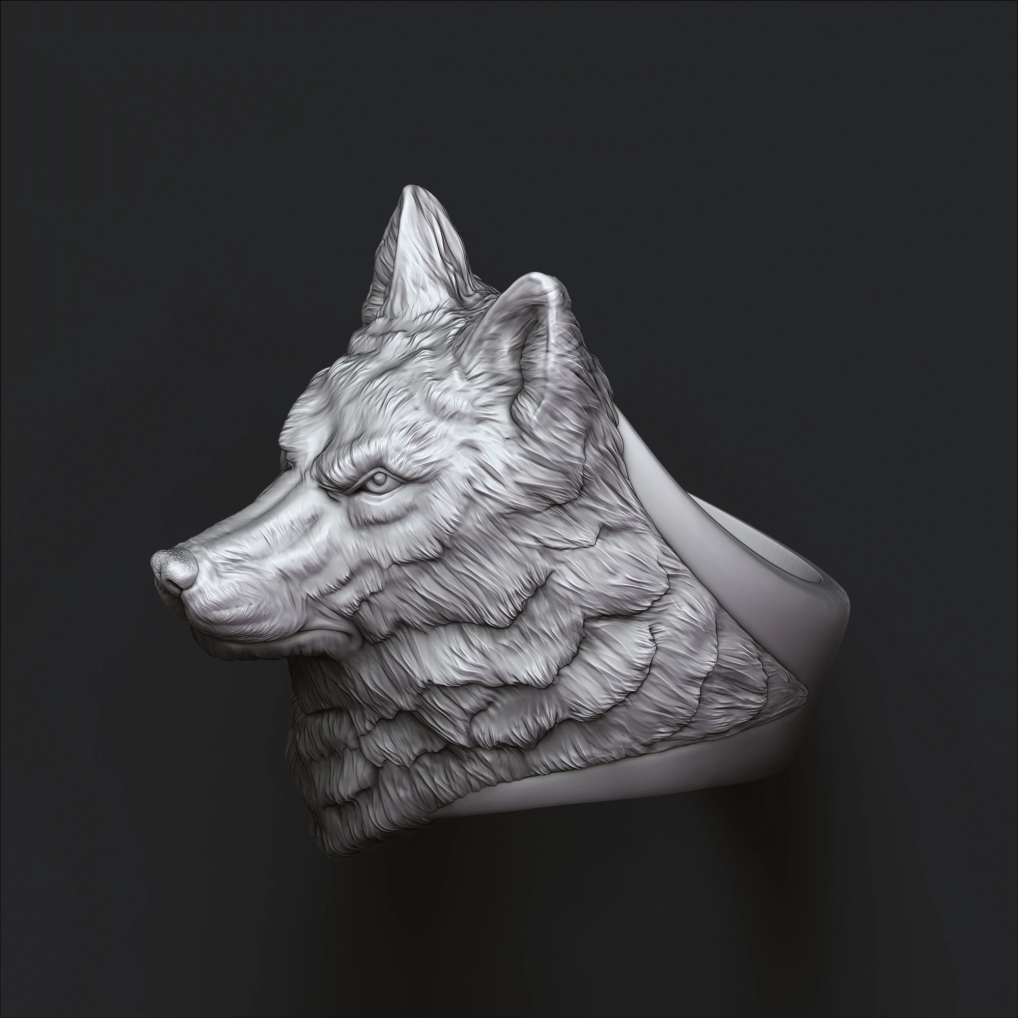 Modelo de impress&atilde;o 3D do anel de cabe&ccedil;a de lobo Modelo de Impressão 3D .c4d .max .obj .3ds .fbx .stl .blend 