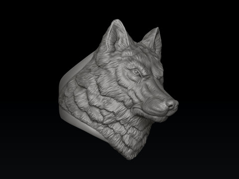Wolf Head Ring 3D print model 3Dプリントモデル