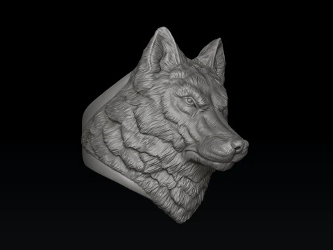Modelo de impress&atilde;o 3D do anel de cabe&ccedil;a de lobo Modelo de Impressão 3D