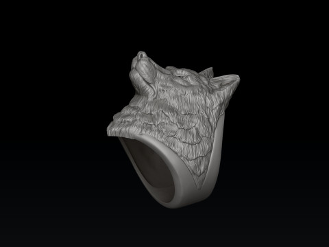 Wolf Head Ring 3D print model 3Dプリントモデル