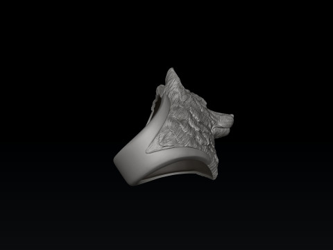 Wolf Head Ring 3D print model 3Dプリントモデル