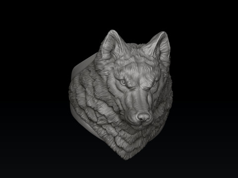 Wolf Head Ring 3D print model 3Dプリントモデル