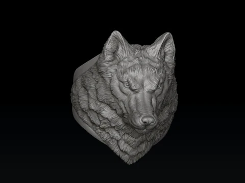 Modelo de impress&atilde;o 3D do anel de cabe&ccedil;a de lobo Modelo de Impressão 3D