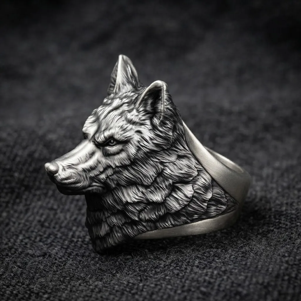 Wolf Head Ring 3D print model 3D Print Model .c4d .max .obj .3ds .fbx .stl .blend