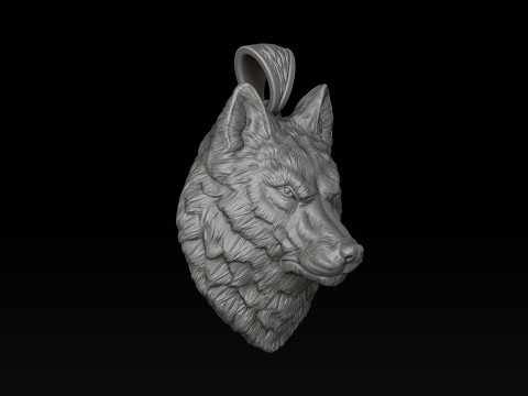 Wolf Head Ring Pendant Set 3D print model 3D Print Model