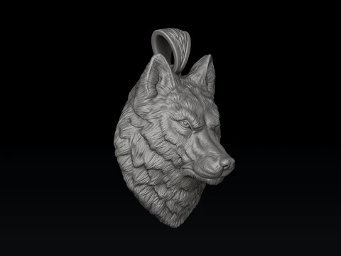 Wolf Head Ring Pendant Set 3D print model 3D Print Model