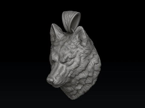 Wolf Head Ring Pendant Set 3D print model 3D Print Model