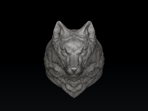 Wolf Head Ring Pendant Set 3D print model 3D Print Model