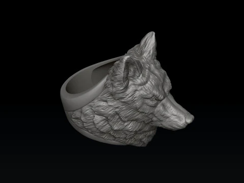 Wolf Head Ring Pendant Set 3D print model 3D Print Model
