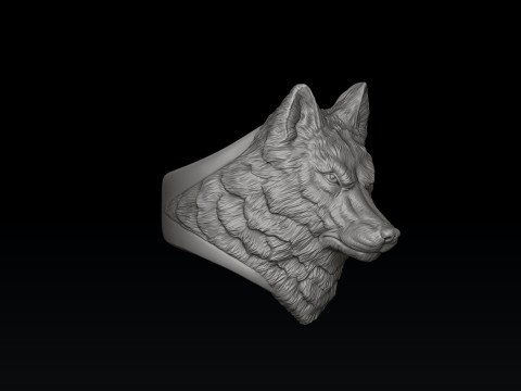 Wolf Head Ring Pendant Set 3D print model 3D Print Model