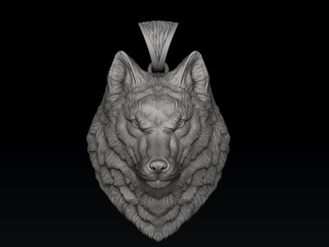 Wolf Head Ring Pendant Set 3D print model 3D Print Model