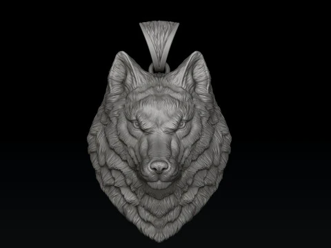 Wolf Head Ring Pendant Set 3D print model 3D Print Model