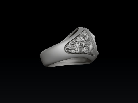Signet Ring With Ornamental Details 3D print model 3D Print Model