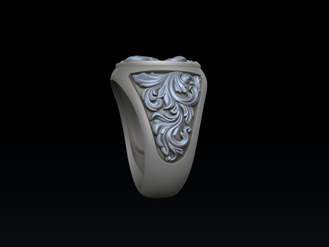 Signet Ring With Ornamental Details 3D print model 3D Print Model