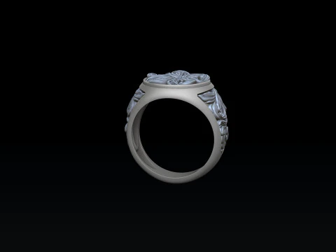 Signet Ring With Ornamental Details 3D print model 3D Print Model