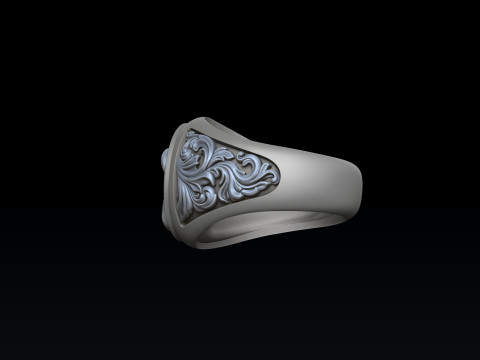 Signet Ring With Ornamental Details 3D print model 3D Print Model