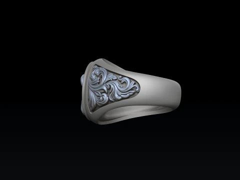 Signet Ring With Ornamental Details 3D print model 3D Print Model
