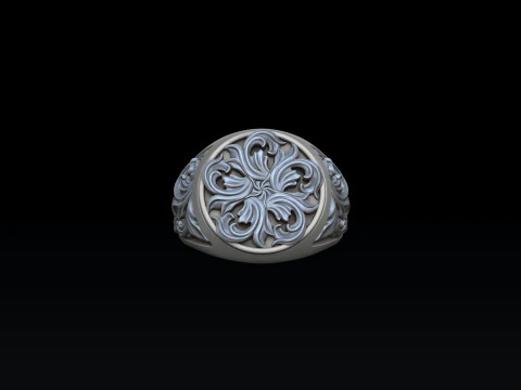Signet Ring With Ornamental Details 3D print model 3D Print Model