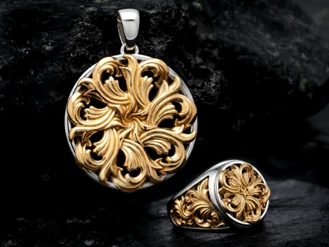 Pack de colecci&oacute;n de anillos y colgantes ornamentales Modelos impresos en 3D Modelo de impresión 3D