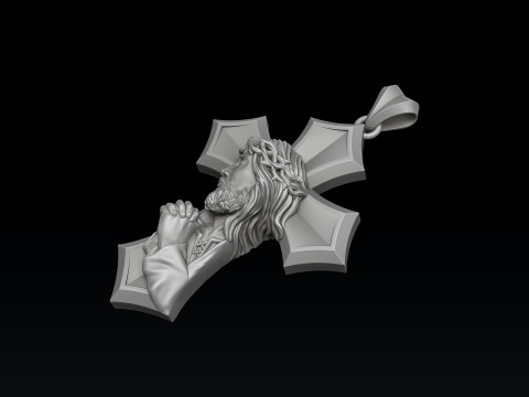 Praying Holy Mary Jesus Cross Pendant Set 3D print models Model Cetak 3D