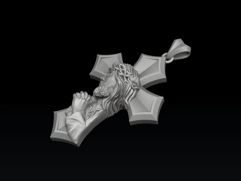 Praying Holy Mary Jesus Cross Pendant Set 3D print models 3D Print Model