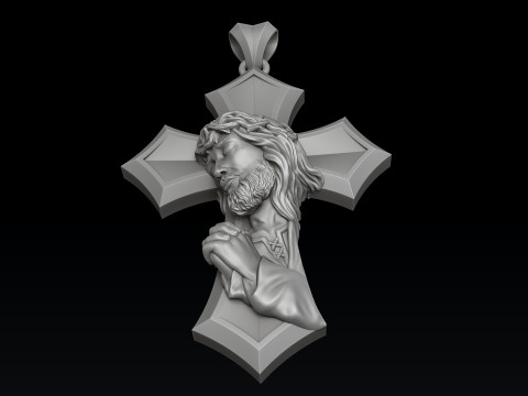 Praying Holy Mary Jesus Cross Pendant Set 3D print models Model Cetak 3D