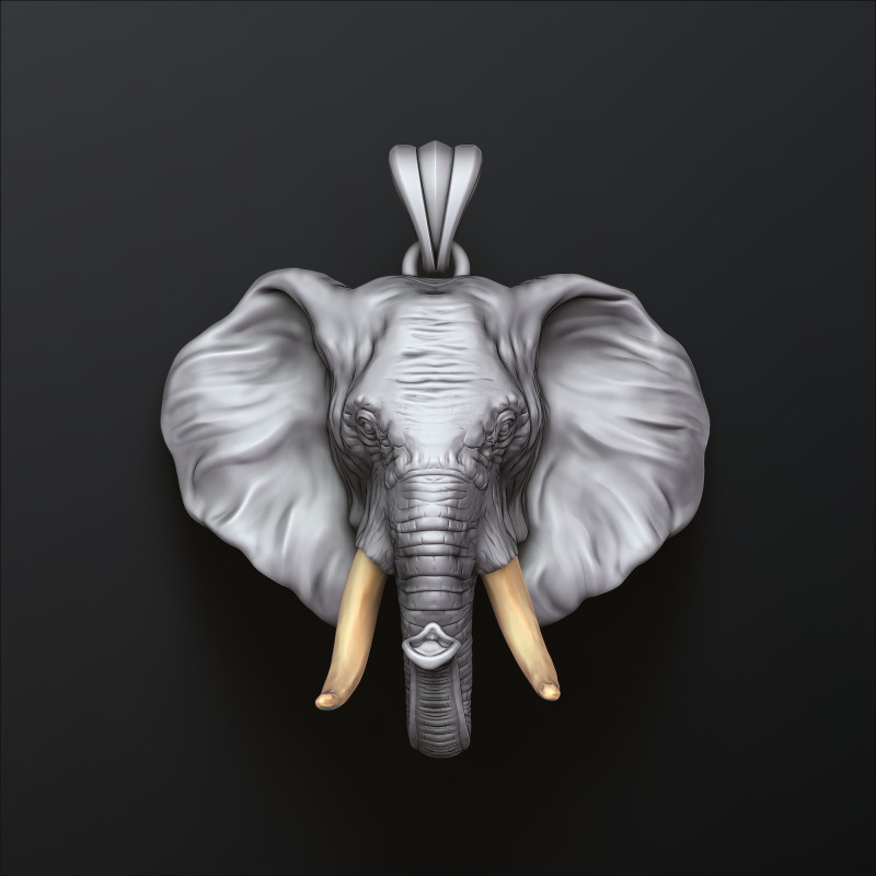 Elephant Head Pendant 3D print model 3D Baskı Modeli .c4d .max .obj .3ds .fbx .stl .blend
