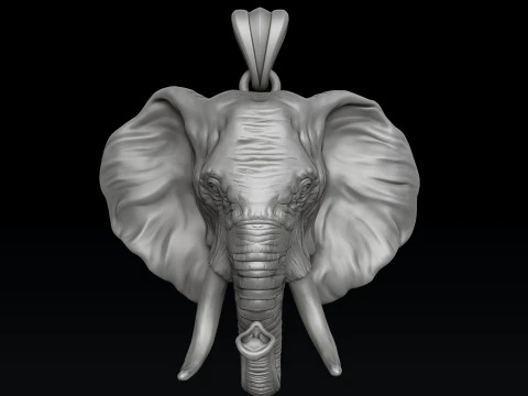 Elephant Head Pendant 3D print model 3D Print Model