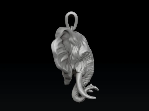 Elephant Head Pendant 3D print model 3D Print Model