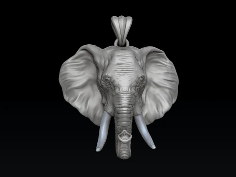 Elephant Head Pendant 3D print model 3D Print Model