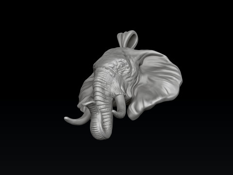 Elephant Head Pendant 3D print model 3D Baskı Modeli