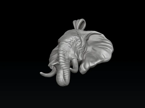 Elephant Head Pendant 3D print model 3D Print Model