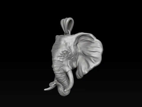 Elephant Head Pendant 3D print model 3D Print Model