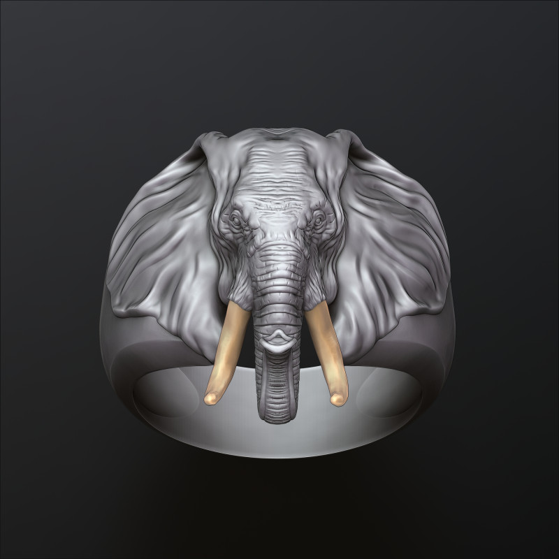 Elephant Head Ring 3D print model 3D प्रिंट मॉडल .c4d .max .obj .3ds .fbx .stl .blend