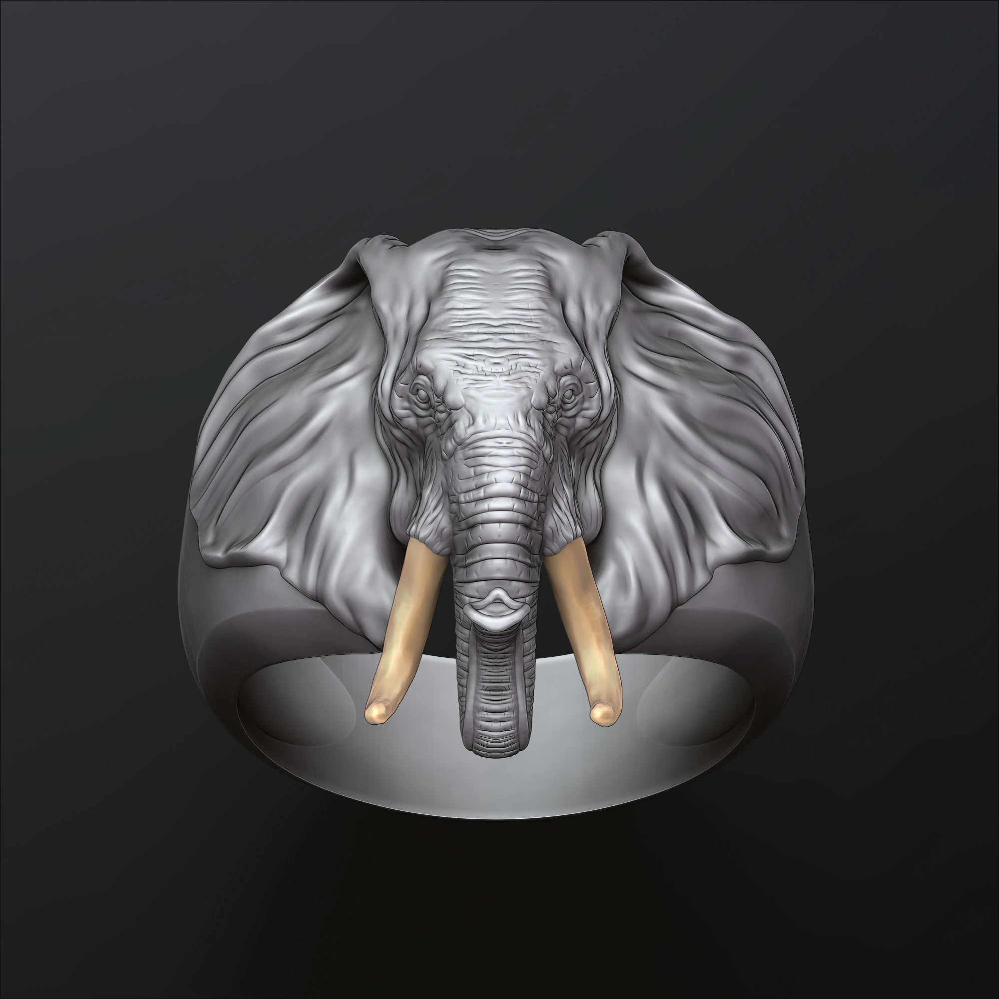 Elephant Head Ring 3D print model 3D Print Model .c4d .max .obj .3ds .fbx .stl .blend